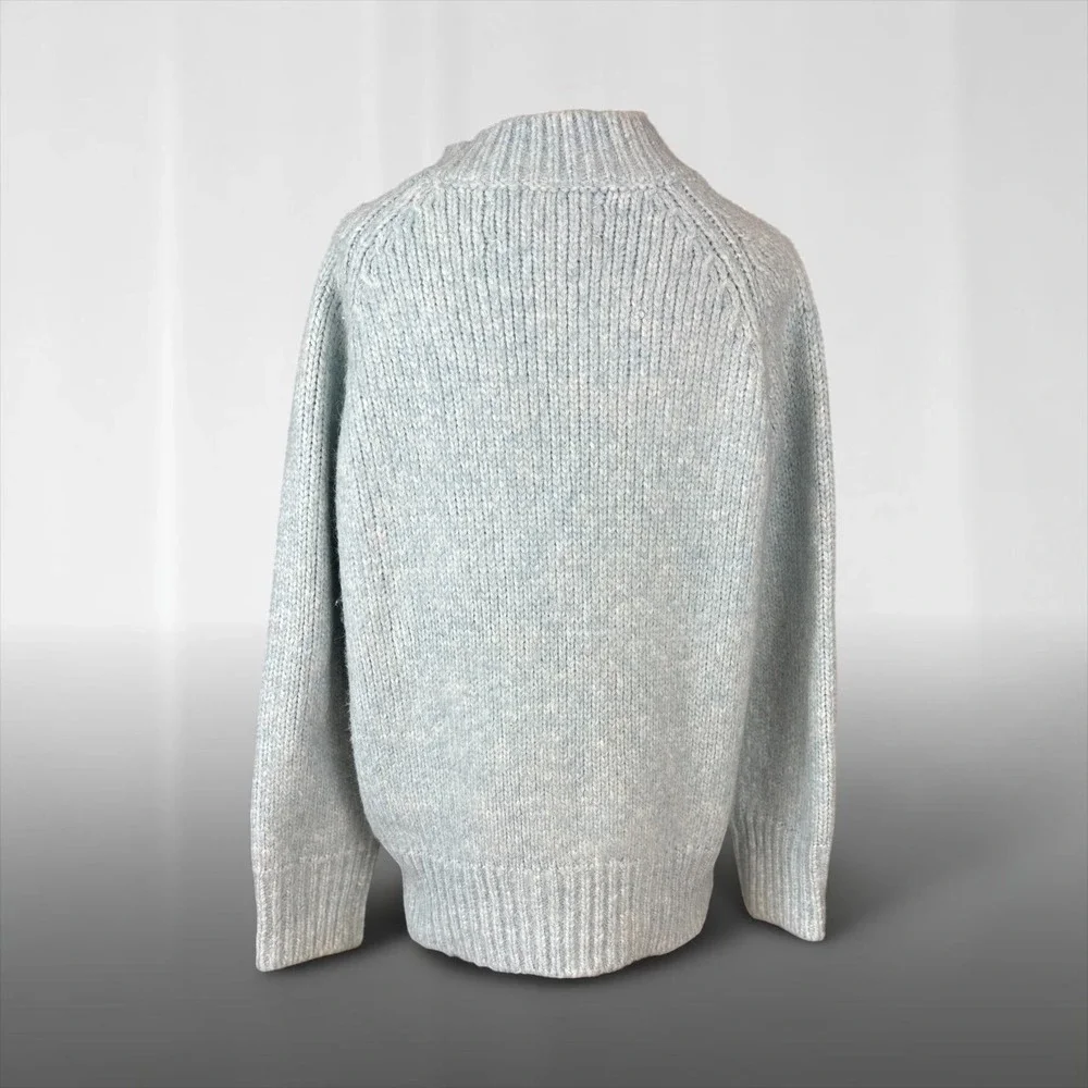 Maison Margiela Mock Neck Alpaca SZ10‎ Chunky Sweater LT Blue Ribbed Knit Italy